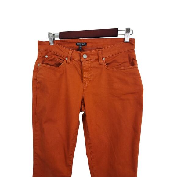Eileen Fisher Stretch Denim SIZE 4 Low Rise straight jeans pants casual Rust - Picture 4 of 7